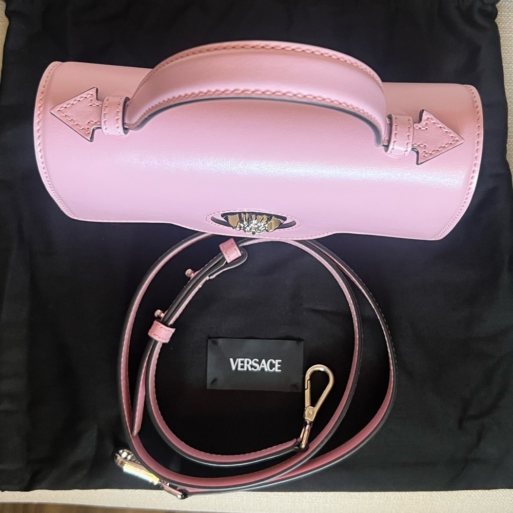VERSACE La Medusa Pink Top Handle Shoulder Calfskin Leather Handbag Box Dust bag - Picture 15 of 15